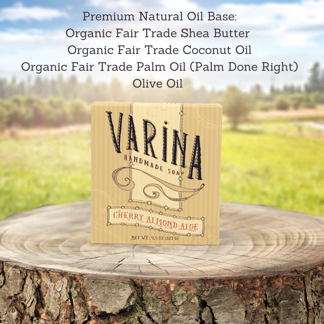 Varina Cherry Almond Aloe Bar Soap – Gentle Cleansing for Sensitive Skin (3 Pack)