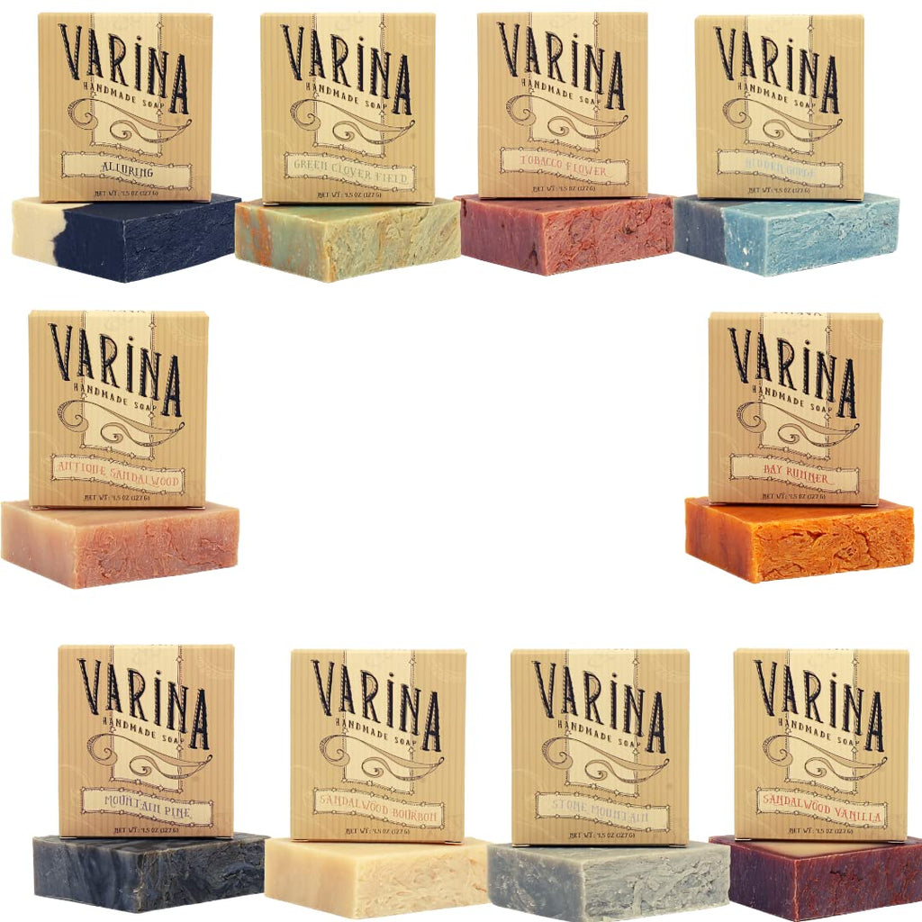 Varina Mens Variety Bar Soap – Gentle Cleansing for Sensitive Skin, Handmade in USA | 10 Pack