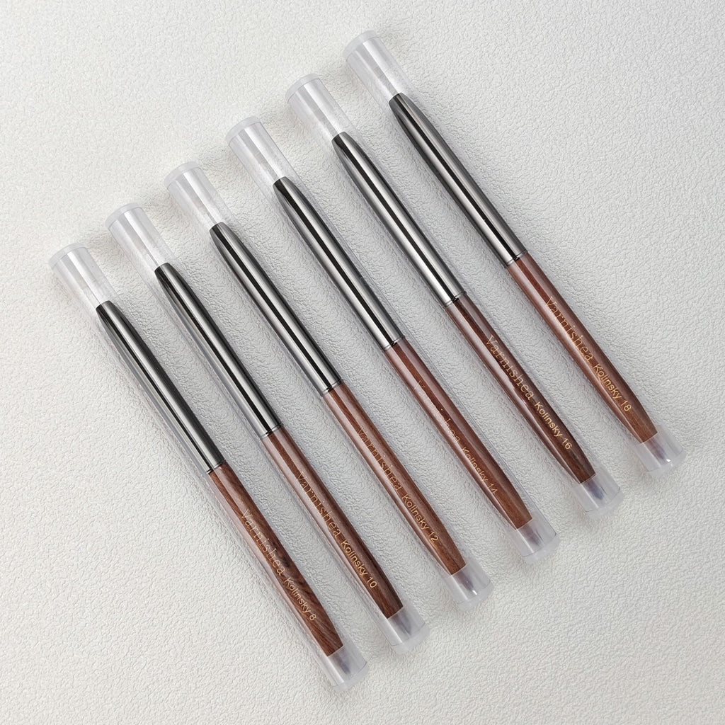 varnishea 100% Pure Kolinsky Nail Brush with Sandalwood Handle – Size 8, 1.0 Count – Pro Acrylic & Nail Art