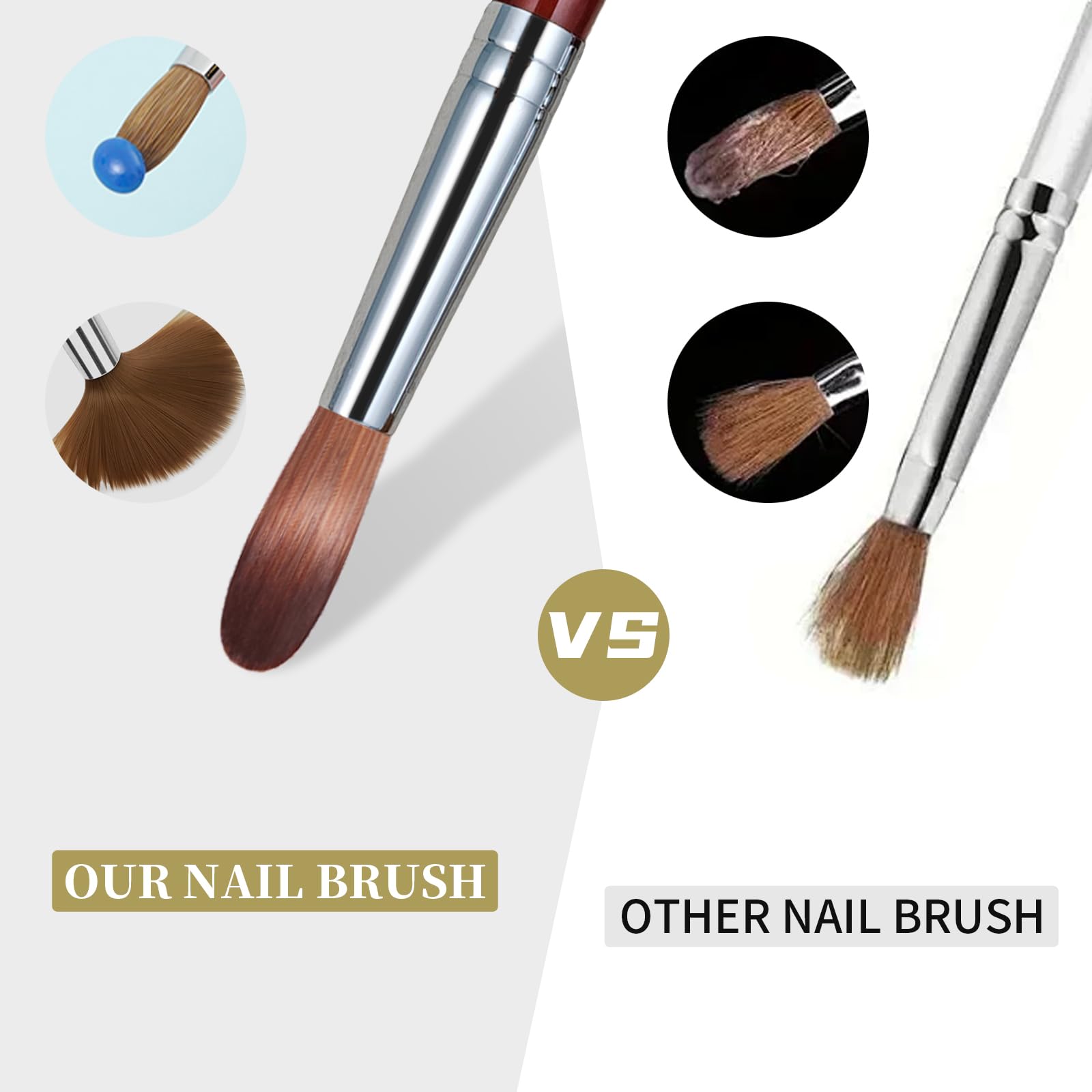 varnishea 100% Pure Kolinsky Nail Brush with Sandalwood Handle – Size 8, 1.0 Count – Pro Acrylic & Nail Art