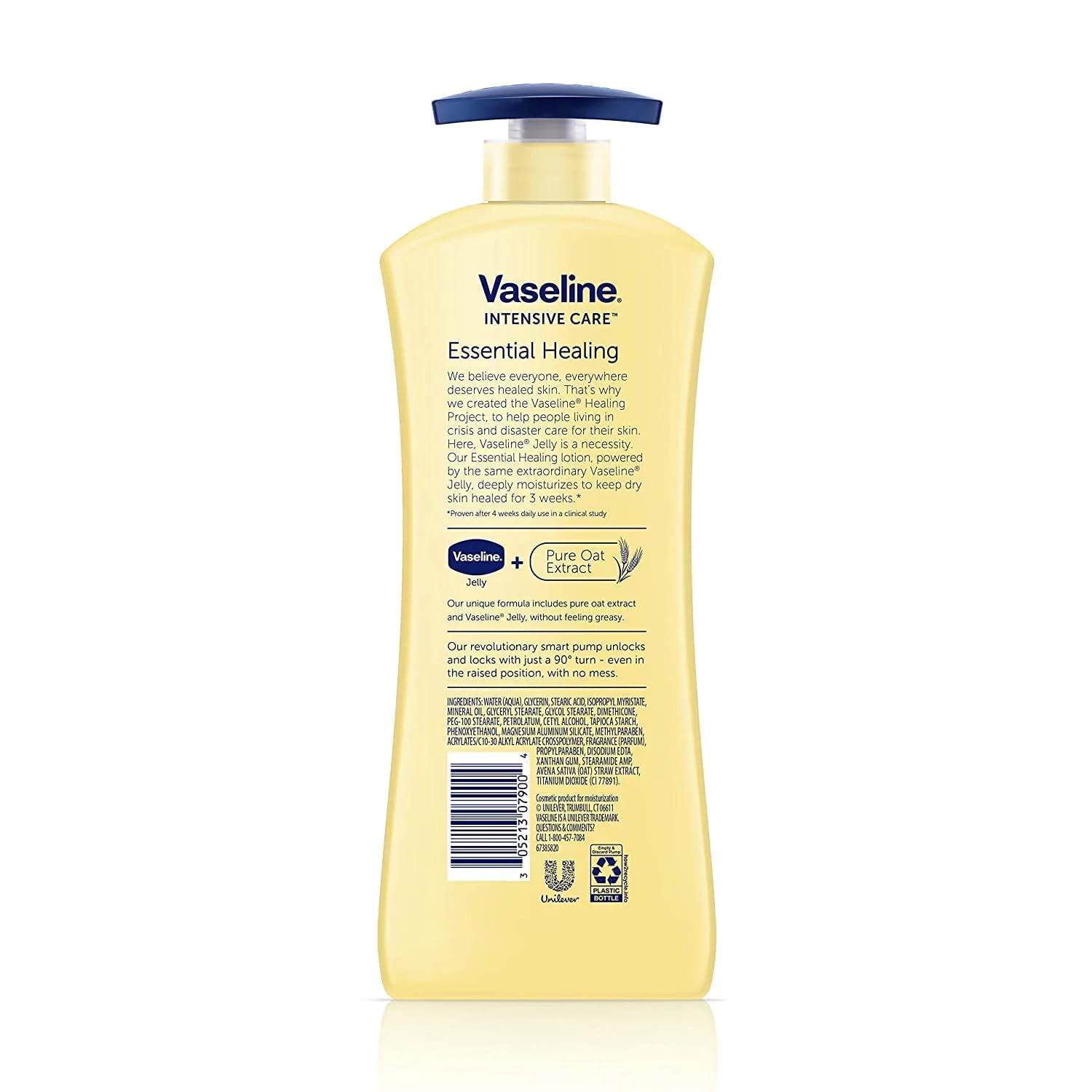 Vaseline Intensive Care Essential Healing Body Lotion – 20.3 oz Pump Bottle, 4/carton