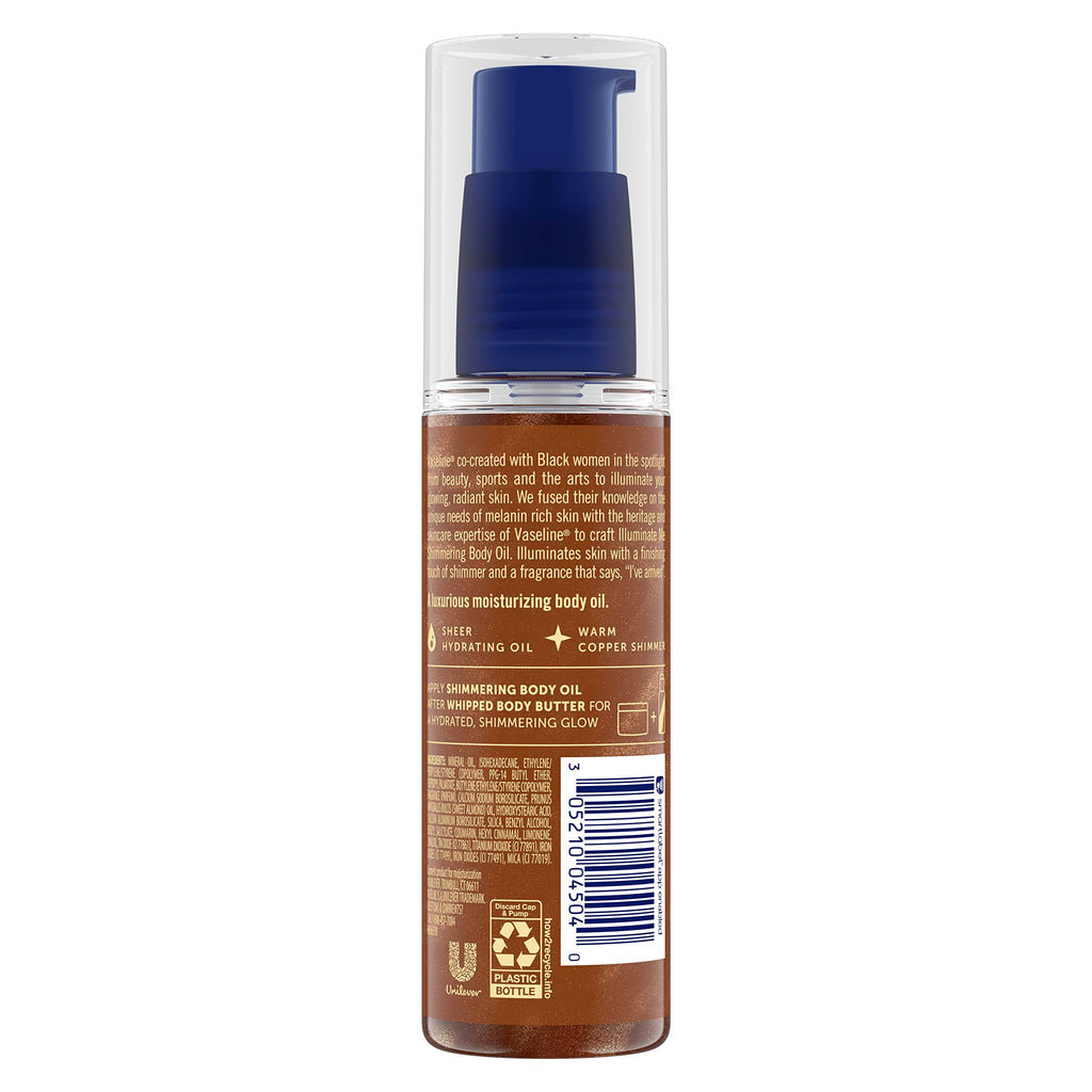 Vaseline Illuminate Me Shimmering Body Oil 3.3 oz (2-Pack) – Glow for Melanin-Rich Skin