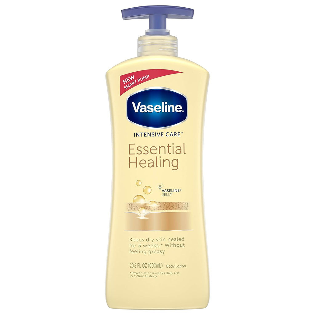 Vaseline Intensive Care Essential Healing Body Lotion – 20.3 oz Pump Bottle, 4/carton