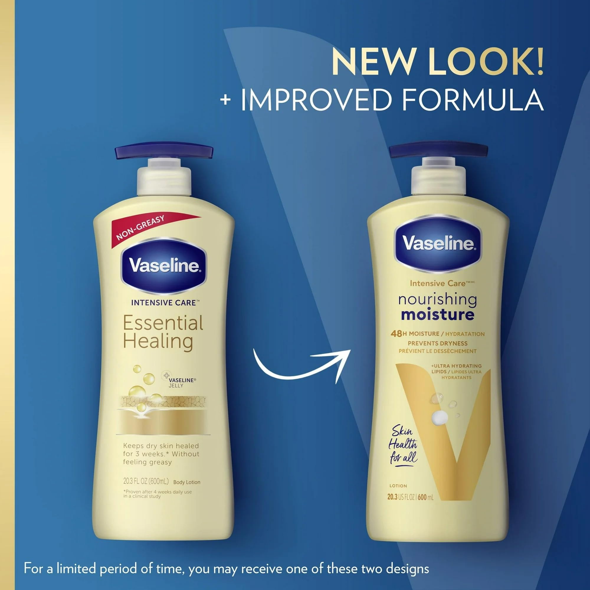 Vaseline Intensive Care Essential Healing Body Lotion – 20.3 oz Pump Bottle, 4/carton