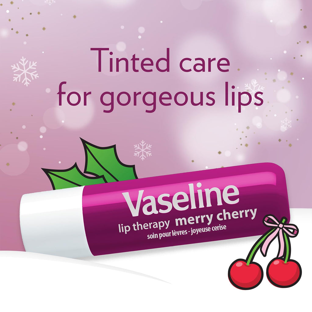 Vaseline Lip Therapy Merry Cherry Lip Balm Bulk – 24 Sticks in 12 Twin Packs
