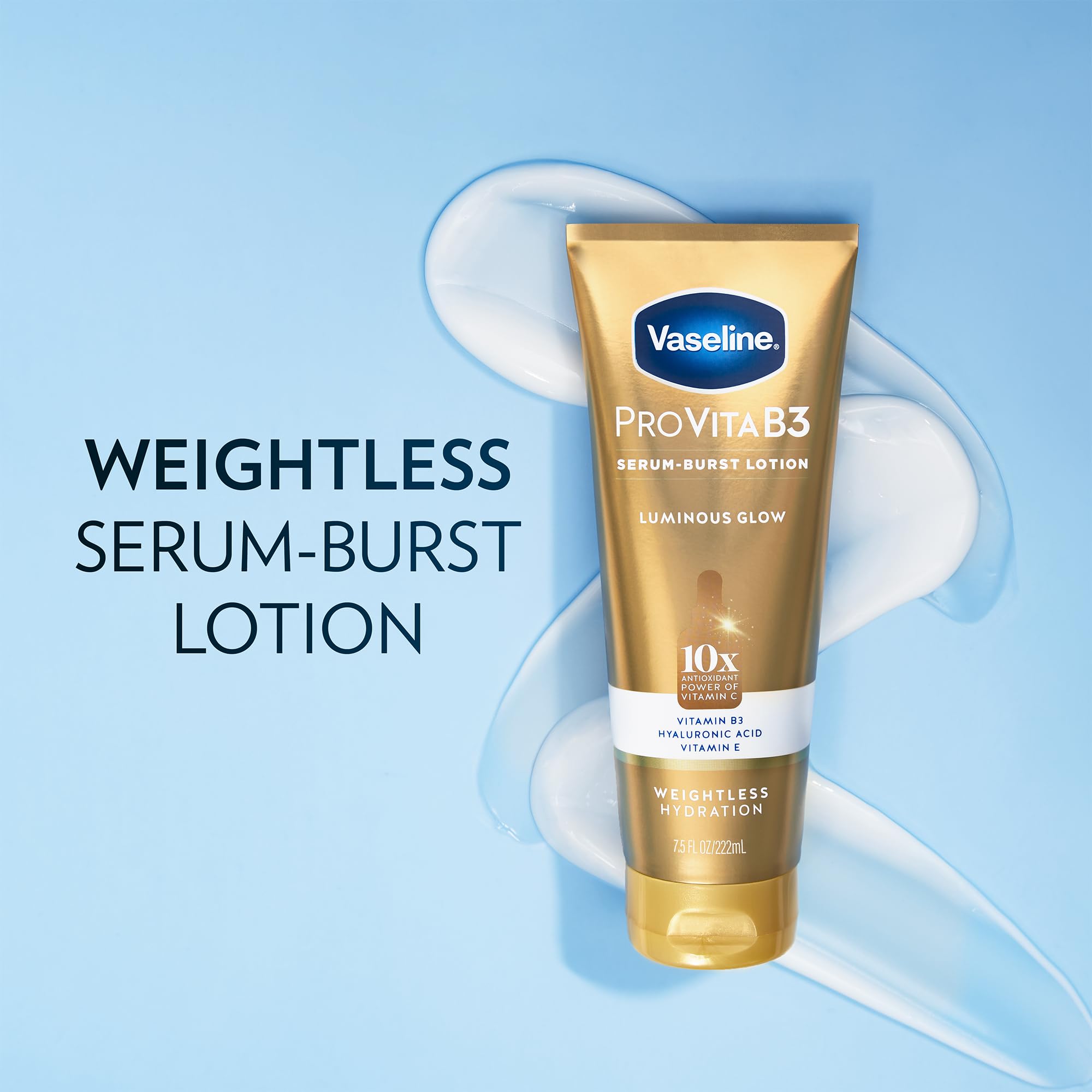 Vaseline Luminous Glow Pro VitaB3 Serum Burst Lotion – Weightless Hydration with Niacinamide, Hyaluronic Acid & Vitamin E (2-Pack)