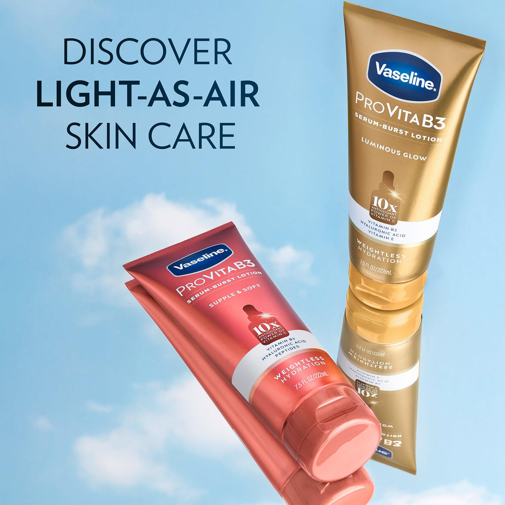 Vaseline Luminous Glow Pro VitaB3 Serum Burst Lotion – Weightless Hydration with Niacinamide, Hyaluronic Acid & Vitamin E (2-Pack)