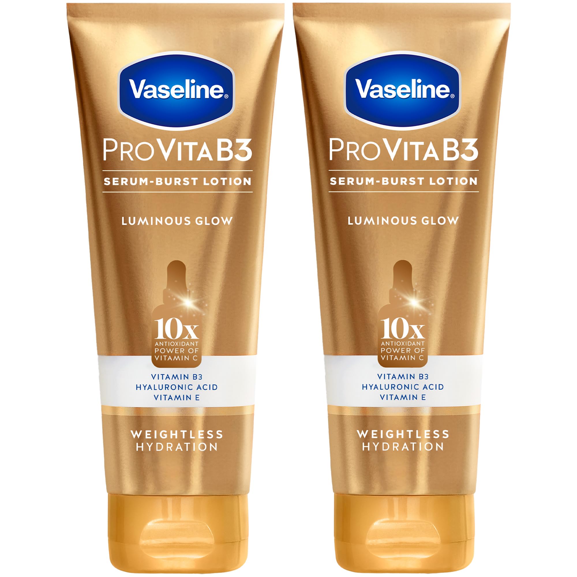 Vaseline Luminous Glow Pro VitaB3 Serum Burst Lotion – Weightless Hydration with Niacinamide, Hyaluronic Acid & Vitamin E (2-Pack)