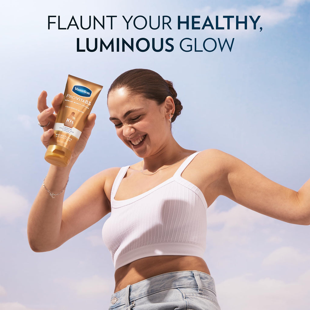 Vaseline Luminous Glow Pro VitaB3 Serum Burst Lotion – Weightless Hydration with Niacinamide, Hyaluronic Acid & Vitamin E (2-Pack)