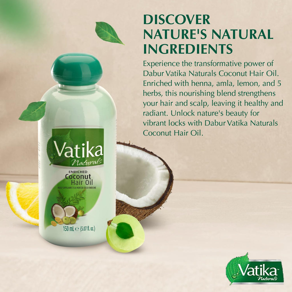 Dabur Vatika Enriched Coconut Hair Oil 150ml (Pack of 2) | Deep Nourishment