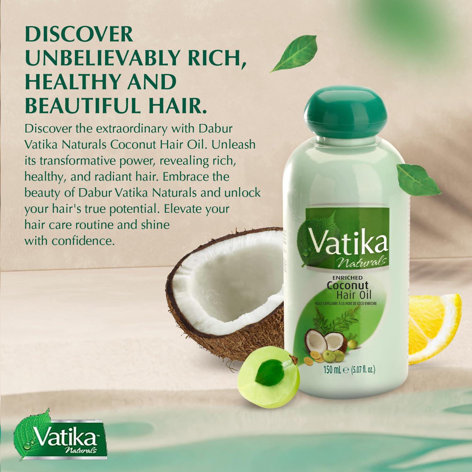 Dabur Vatika Enriched Coconut Hair Oil 150ml (Pack of 2) | Deep Nourishment