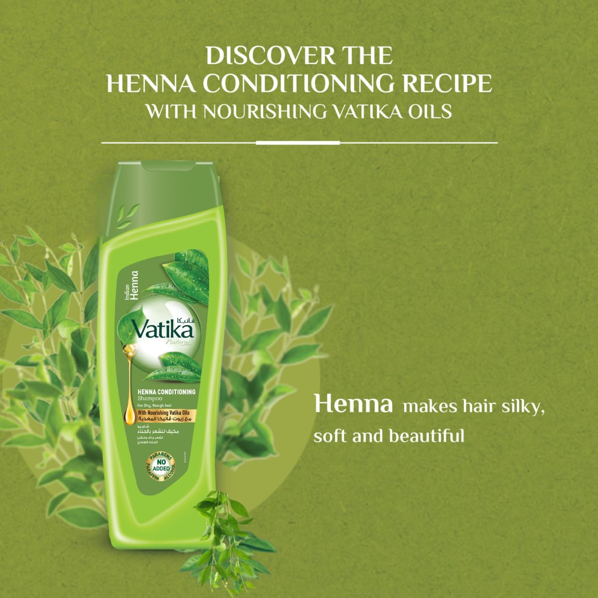 Vatika Naturals Henna Conditioning Shampoo – Hydrating, Sulfate-Free Care for Dry & Damaged Hair (400ml)