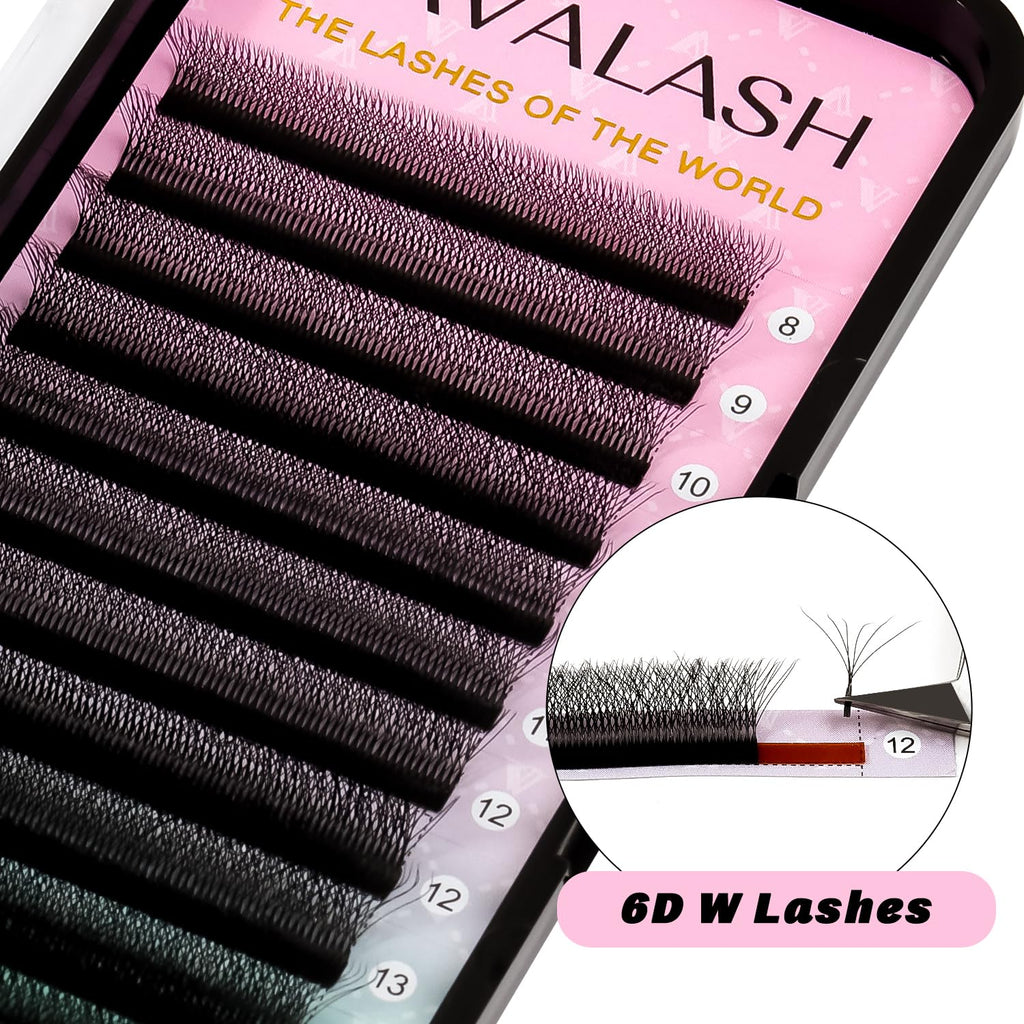VAVALASH 6D W Shape Premade Fans 0.07 C Curl – Easy Fanning Lashes, 15mm
