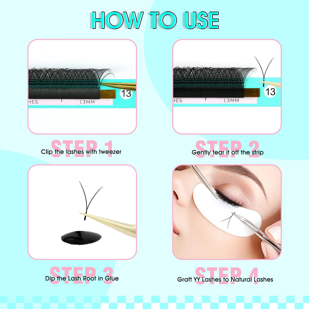 VAVALASH 8D W Shape Premade Fans 0.07 C Curl – Easy Fanning Volume Lash Extensions (W Shaped-8D-0.07-C-8-15mm)
