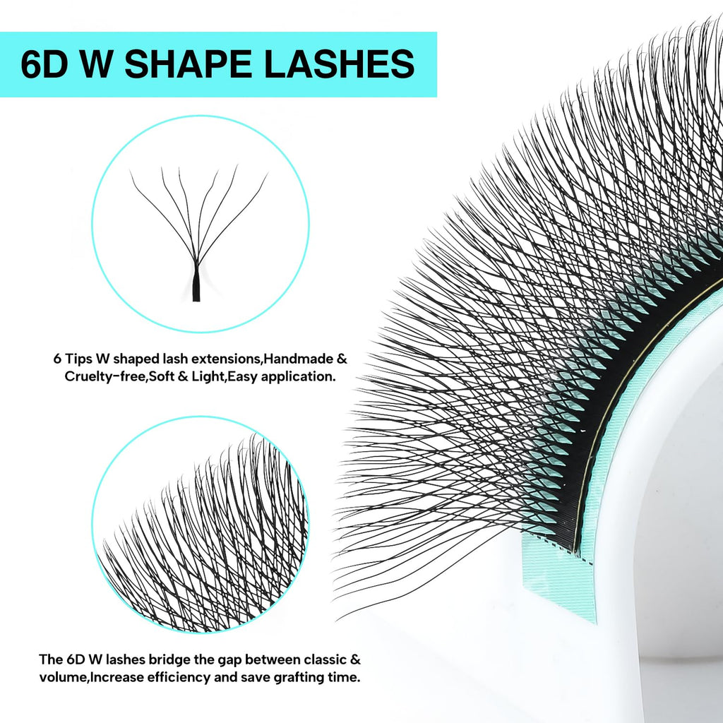 VAVALASH 6D W Shape Premade Fans 0.07D Curl – Easy Fanning Matte Black Lash Extensions
