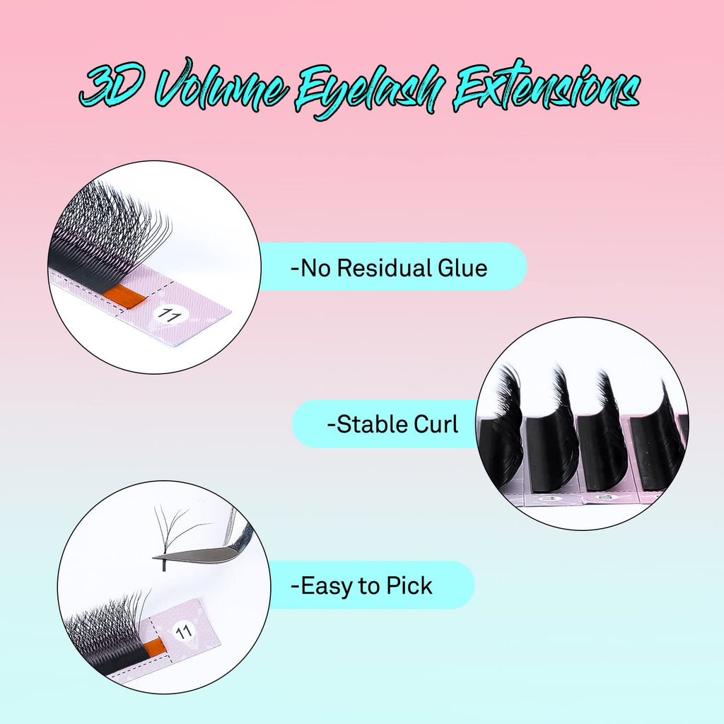 VAVALASH W-shaped Eyelash Extension – 5D Premade Fans 0.07 C Curl, 15mm
