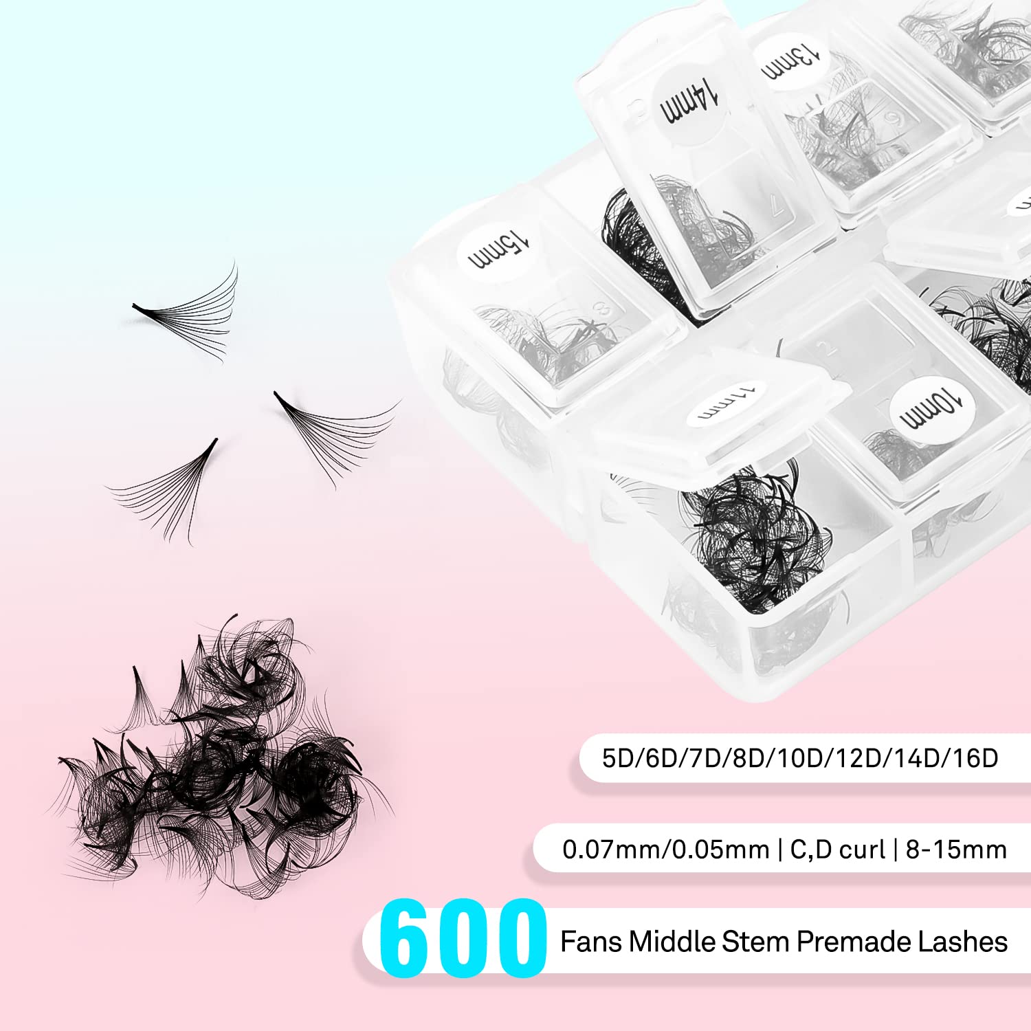 VAVALASH 600 Fans Premade Lash Fans – Premium Premade Loose Fans for 8–15mm Sizes