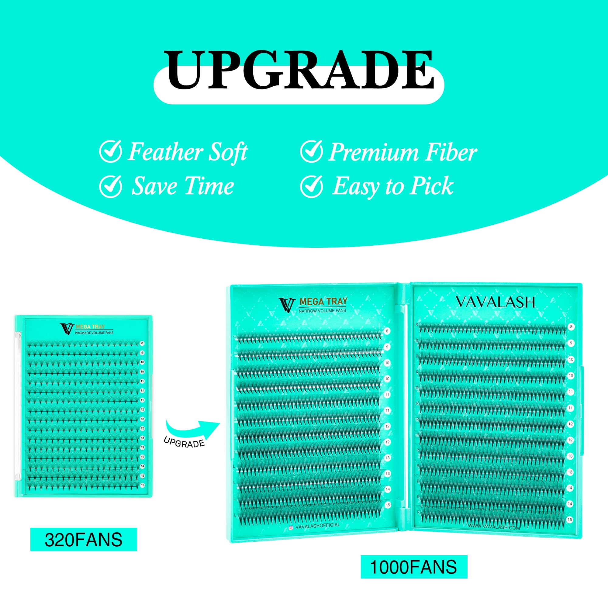 VAVALASH Premade Fans Eyelash Extensions 6D-16D | 0.05/0.07 Thick, C/D Curl, 8-15mm Mixed Length