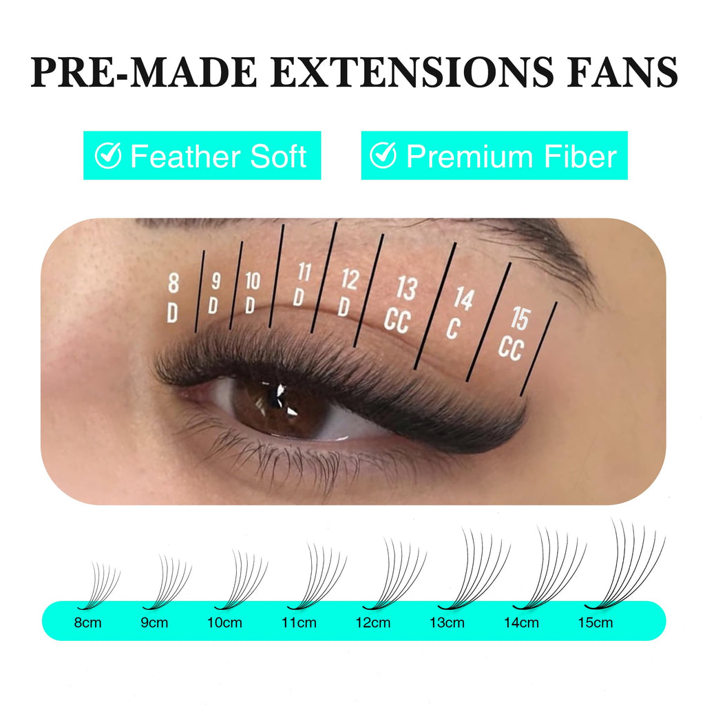 VAVALASH Premade Fans Eyelash Extensions 6D-16D | 0.05-0.07 Thick, C/D Curl, Mixed Lengths