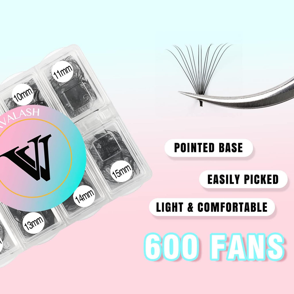 VAVALASH 600 Fans Premade Lash Fans – Premium Premade Loose Fans for 8–15mm Sizes