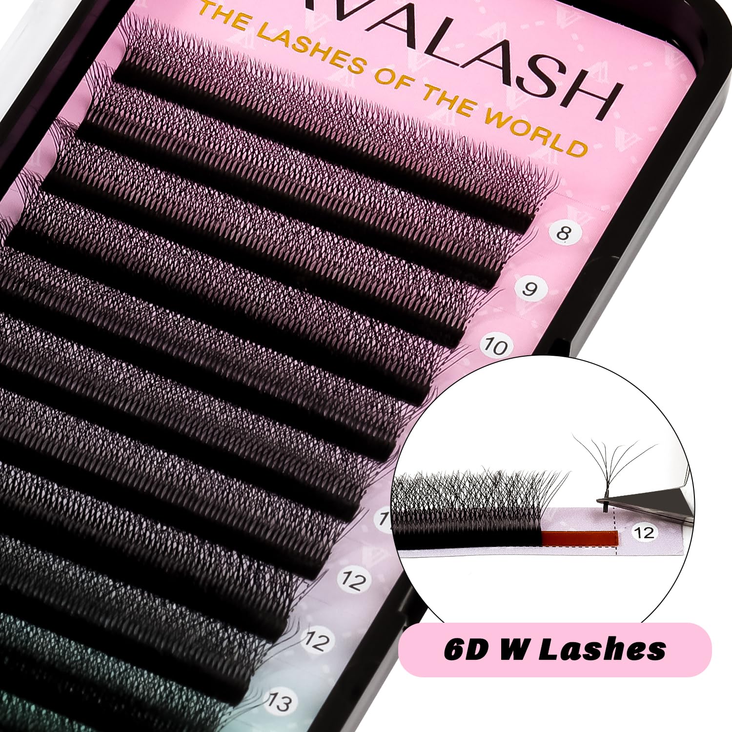VAVALASH 6D W Shape Premade Fans 0.07 C Curl Matte Black Lashes – Easy Fanning (13mm)