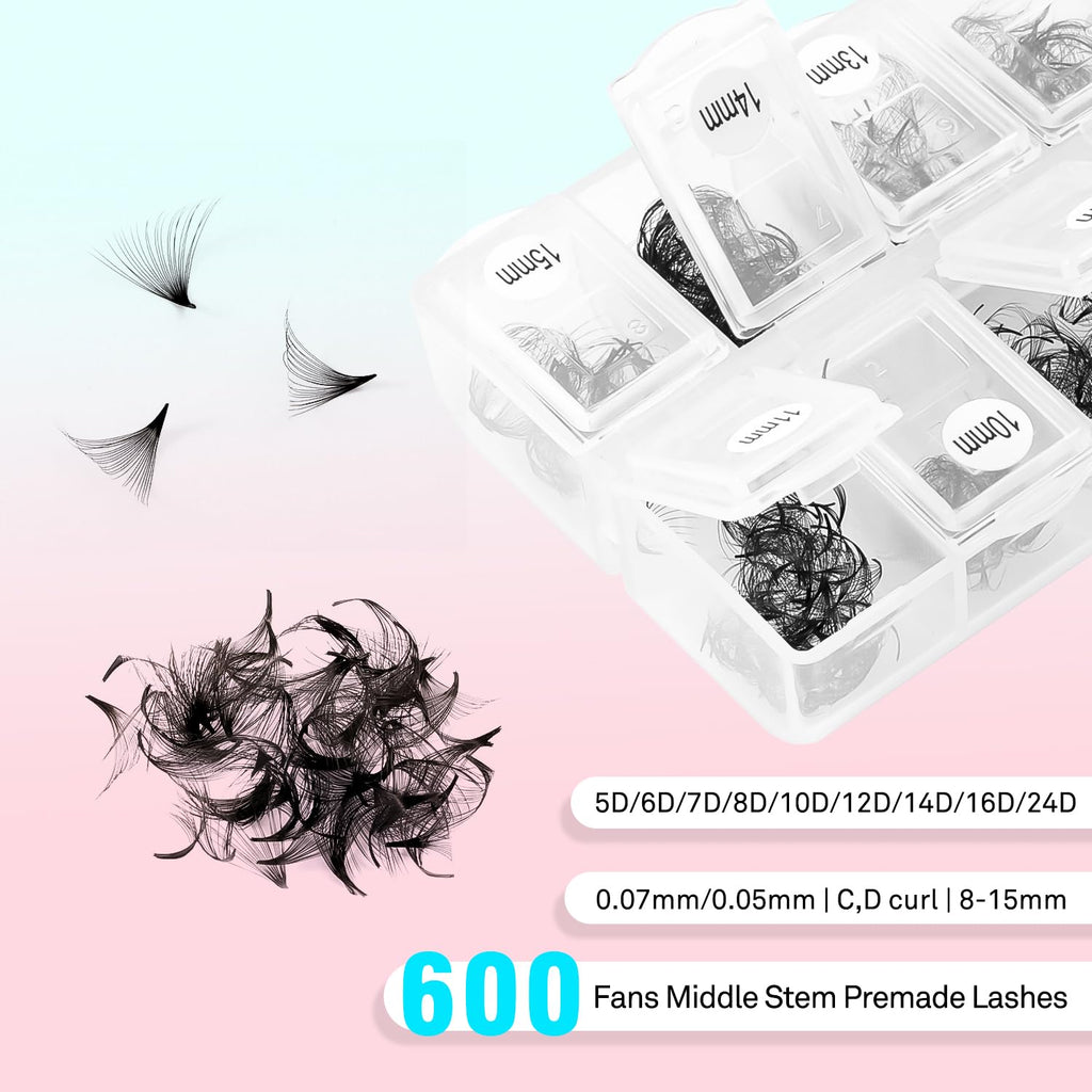 VAVALASH 600 Fans Premade Lash Extensions – 5D-24D Promade Loose Fans