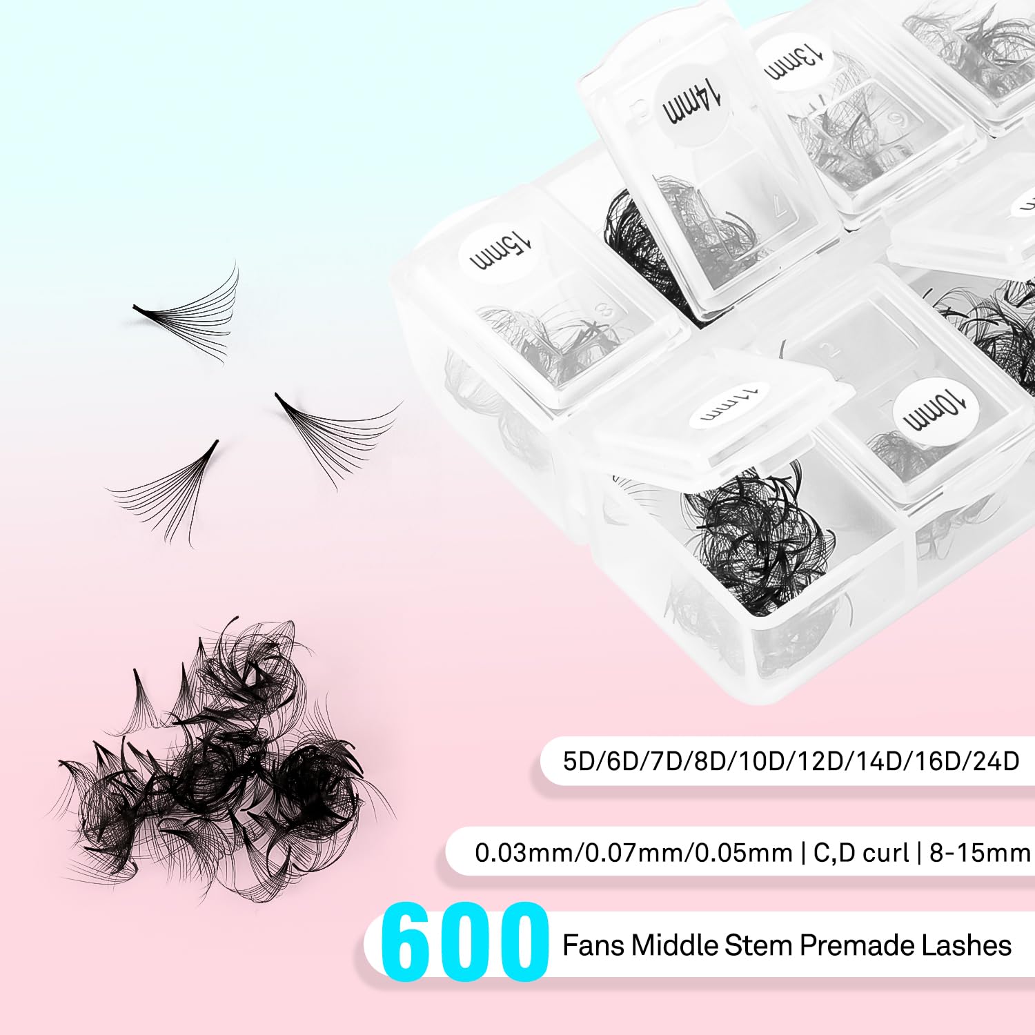 VAVALASH 600 Fans Premade Loose Fans – 5D-24D Promade Lash Extensions (8-15mm)