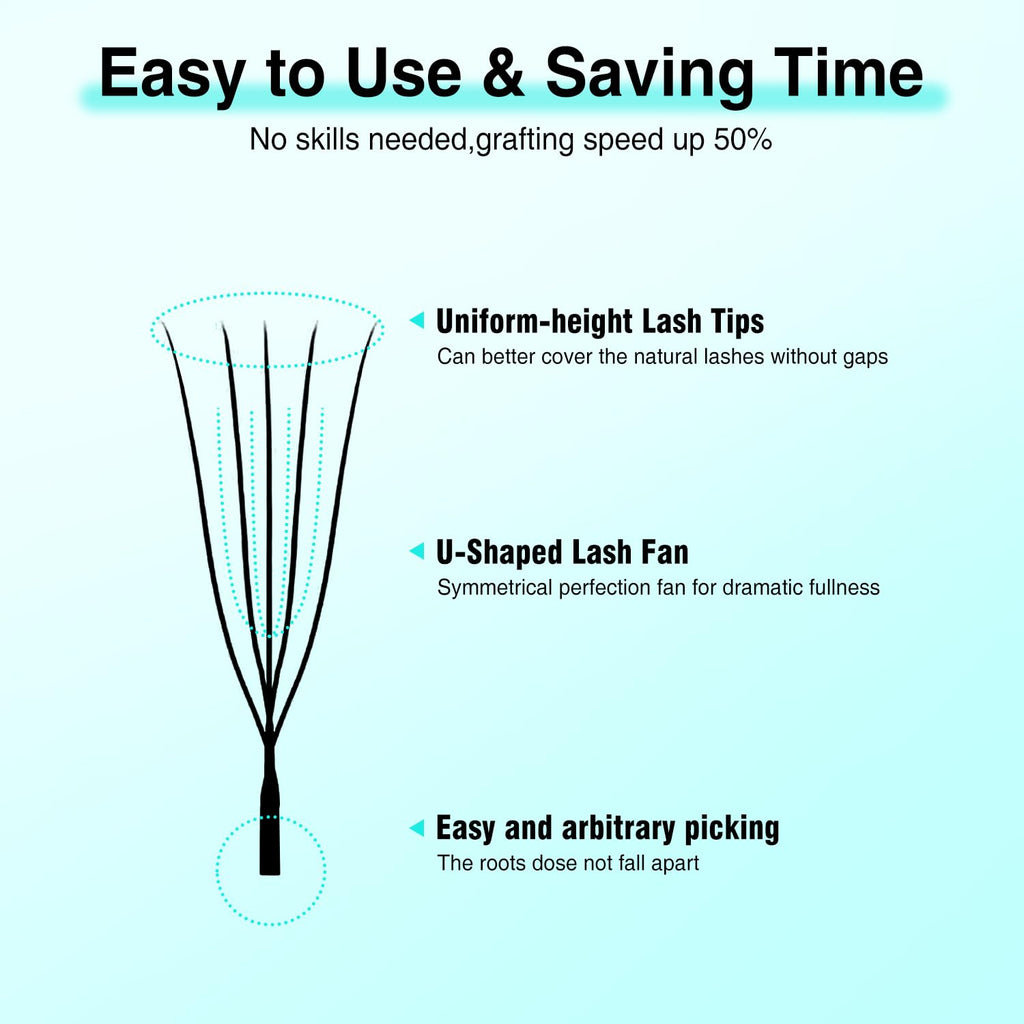 VAVALASH U 5D Lash Extensions D Curl 0.07mm | 8-15mm Mix Tray | U Shaped Natural Wispy Volume Lashes