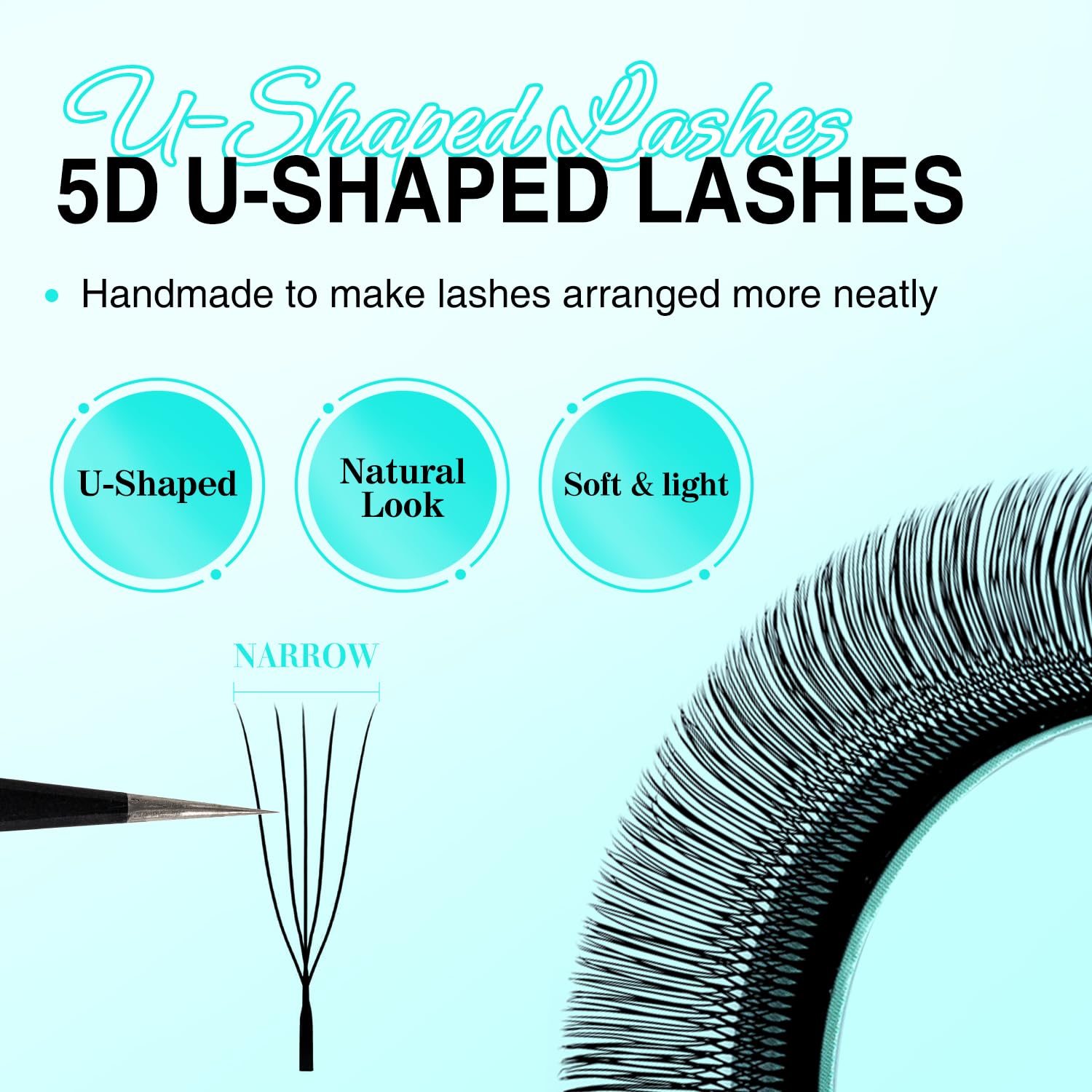 VAVALASH U 5D Lash Extensions D Curl 0.07mm | 8-15mm Mix Tray | U Shaped Natural Wispy Volume Lashes
