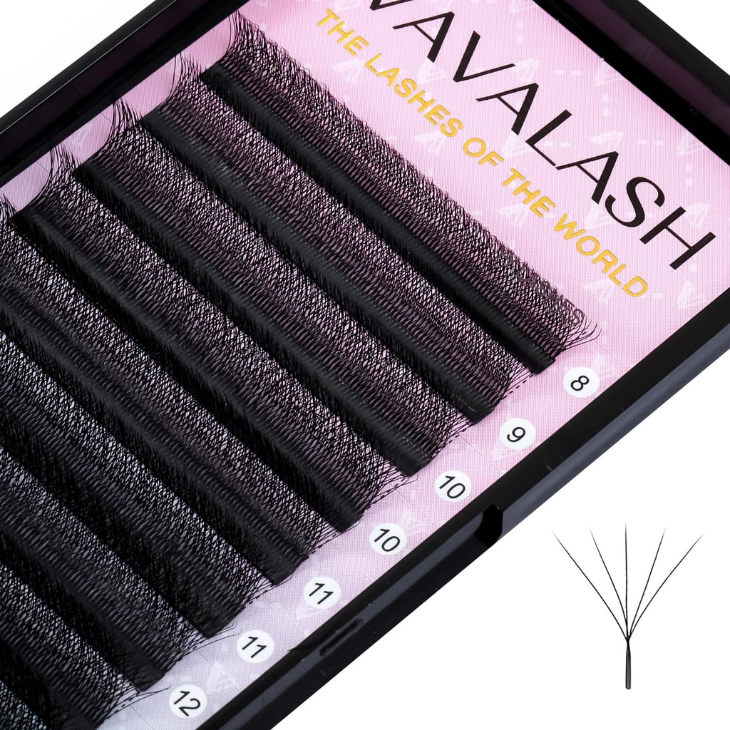 VAVALASH W-shaped 5D Premade Fans 0.07L Curl Matte Black Lash Extensions – Easy Fanning (8–15mm)