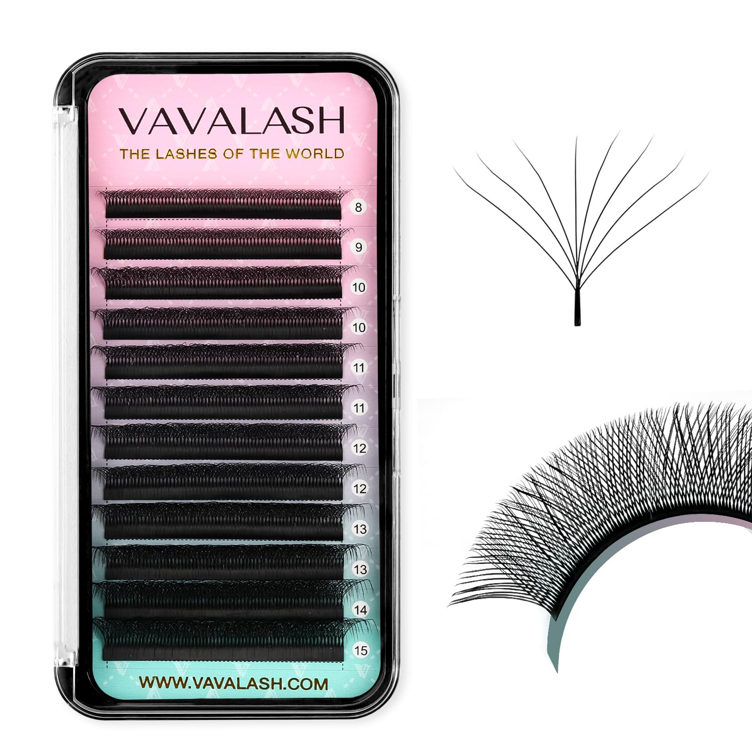 VAVALASH 8D W Shape Premade Fans 0.07 D Curl Matte Black Volume Lashes (W-Shape 8D)