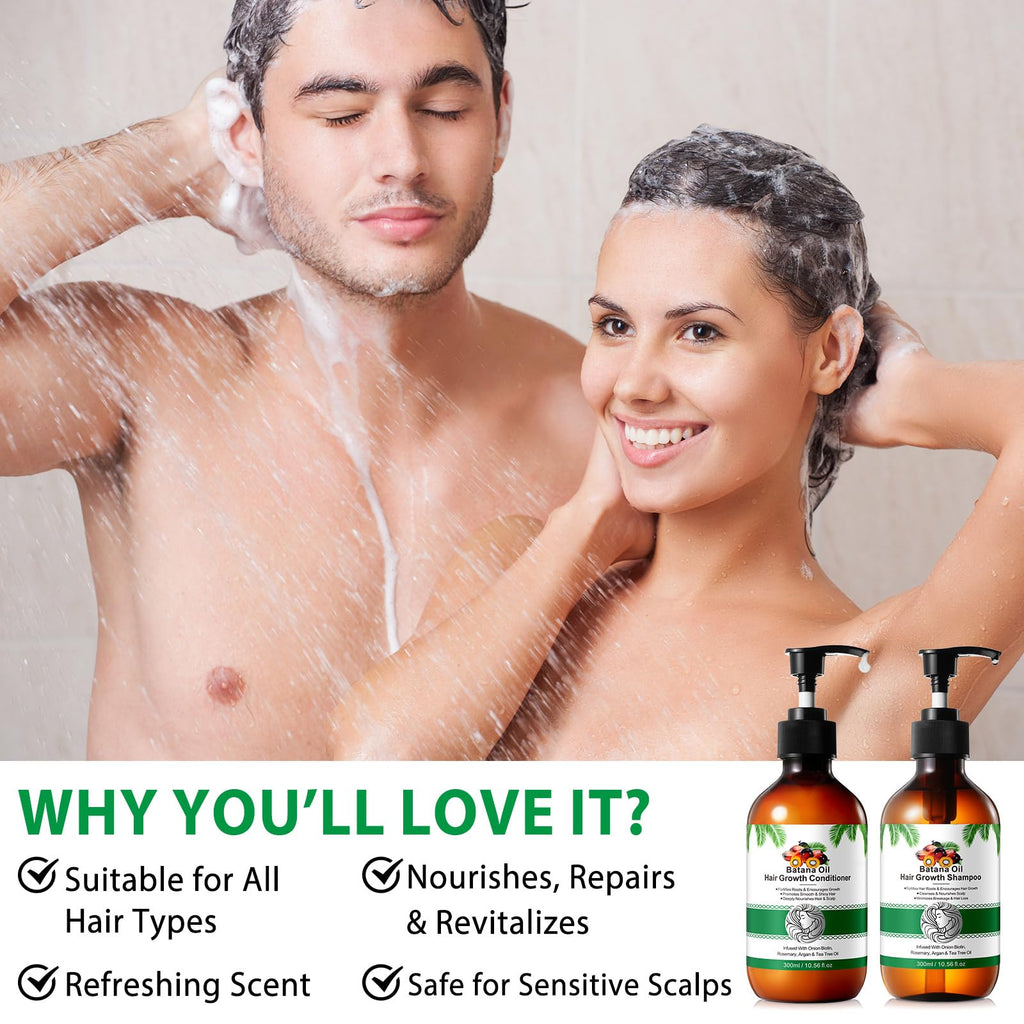 Vawcrn Batana Oil Hair Growth Shampoo & Conditioner Set | Hydrates Dry Hair & Improves Scalp Health