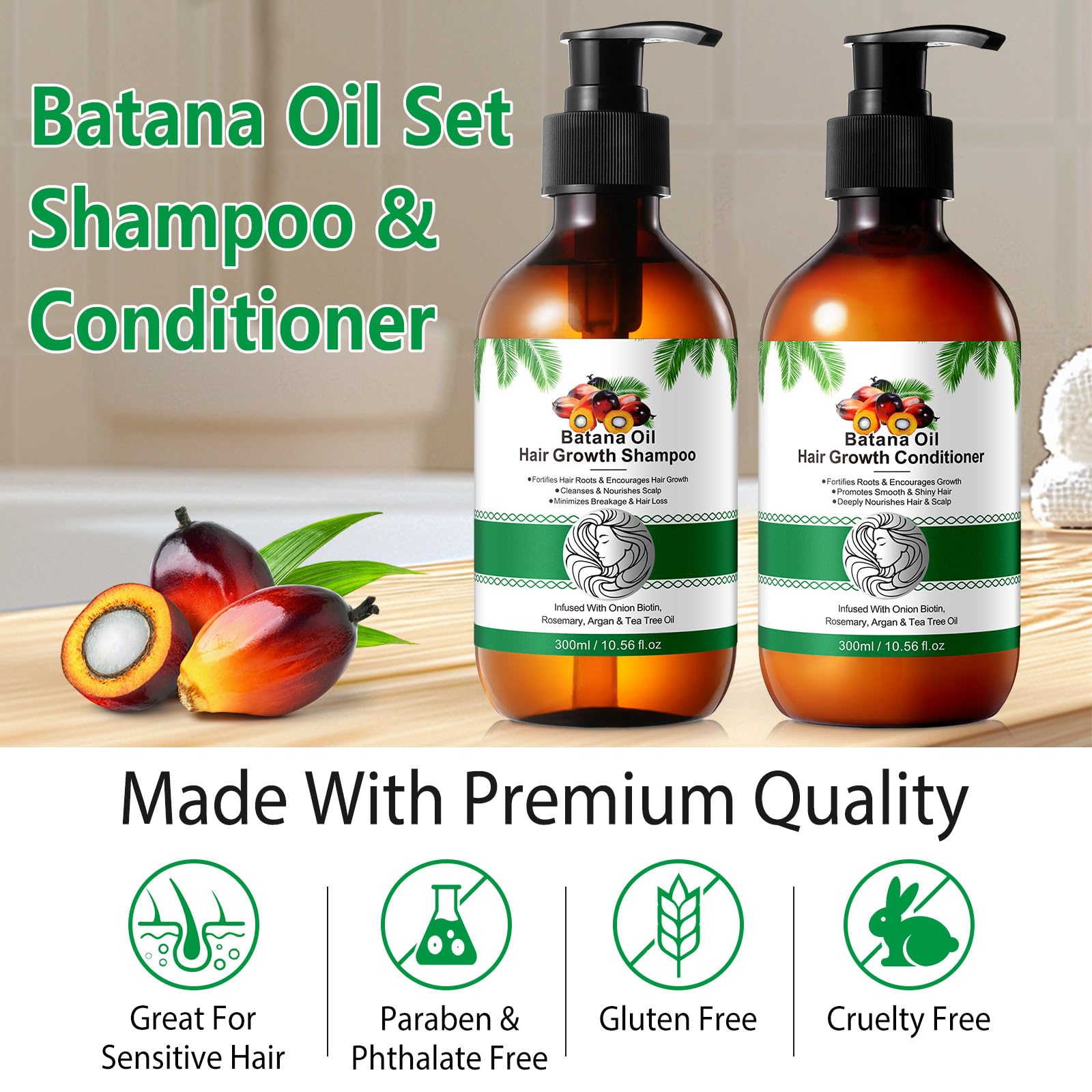 Vawcrn Batana Oil Hair Growth Shampoo & Conditioner Set | Hydrates Dry Hair & Improves Scalp Health