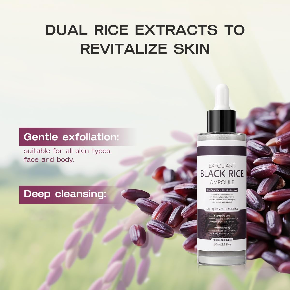 Veakoo Peel Shot Glow Black Rice Exfoliant Ampoule – Gentle Exfoliating Brightening Serum, 80ml