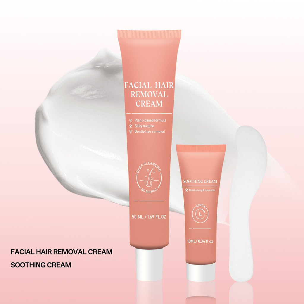 Veakson Facial Hair Removal Cream for Sensitive Skin - 2-in-1 Painless Kit (2 oz)