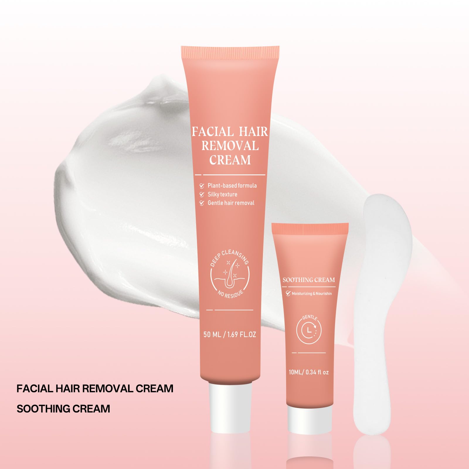 Veakson Facial Hair Removal Cream for Sensitive Skin - 2-in-1 Painless Kit (2 oz)