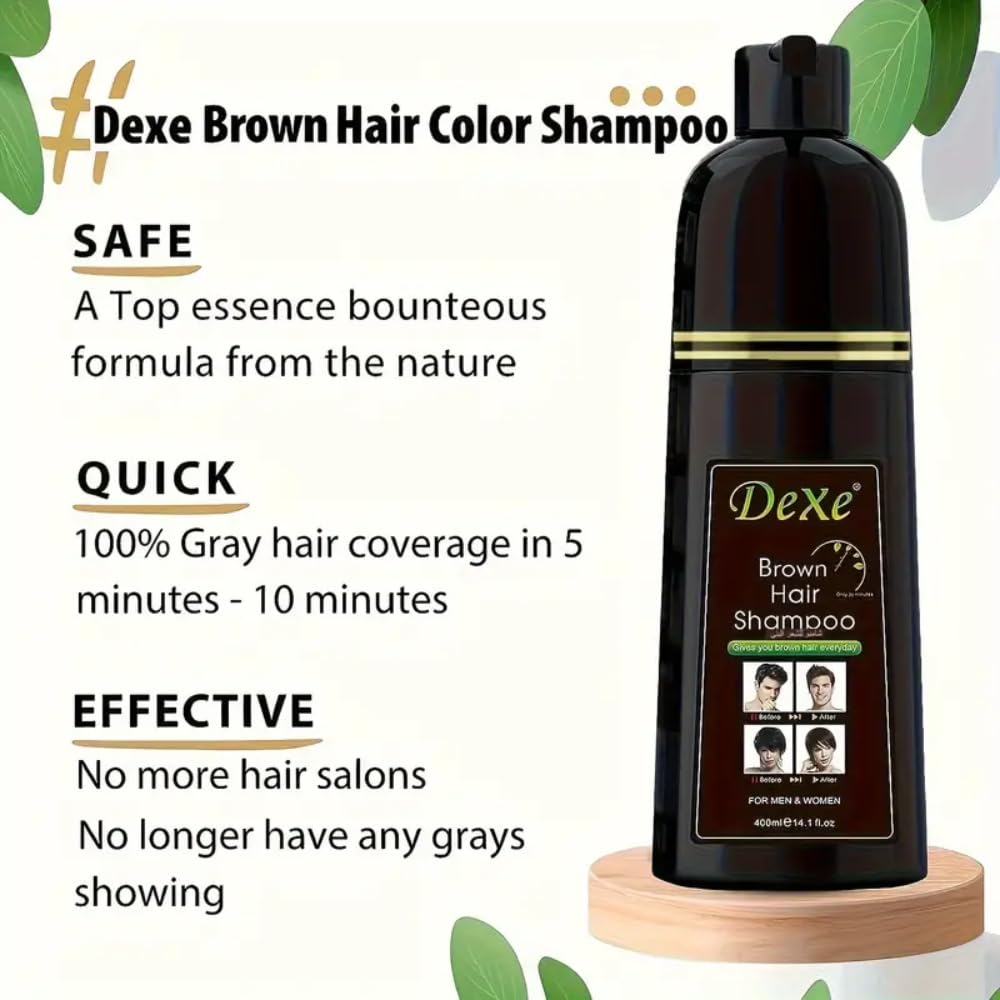 Vedora Instant Brown Hair Shampoo 400ml – Semi-Permanent Color Shampoo for Natural Hair, 100% Gray Coverage, Lasts 30 Days