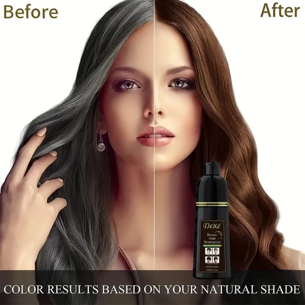 Vedora Instant Brown Hair Shampoo 400ml – Semi-Permanent Color Shampoo for Natural Hair, 100% Gray Coverage, Lasts 30 Days