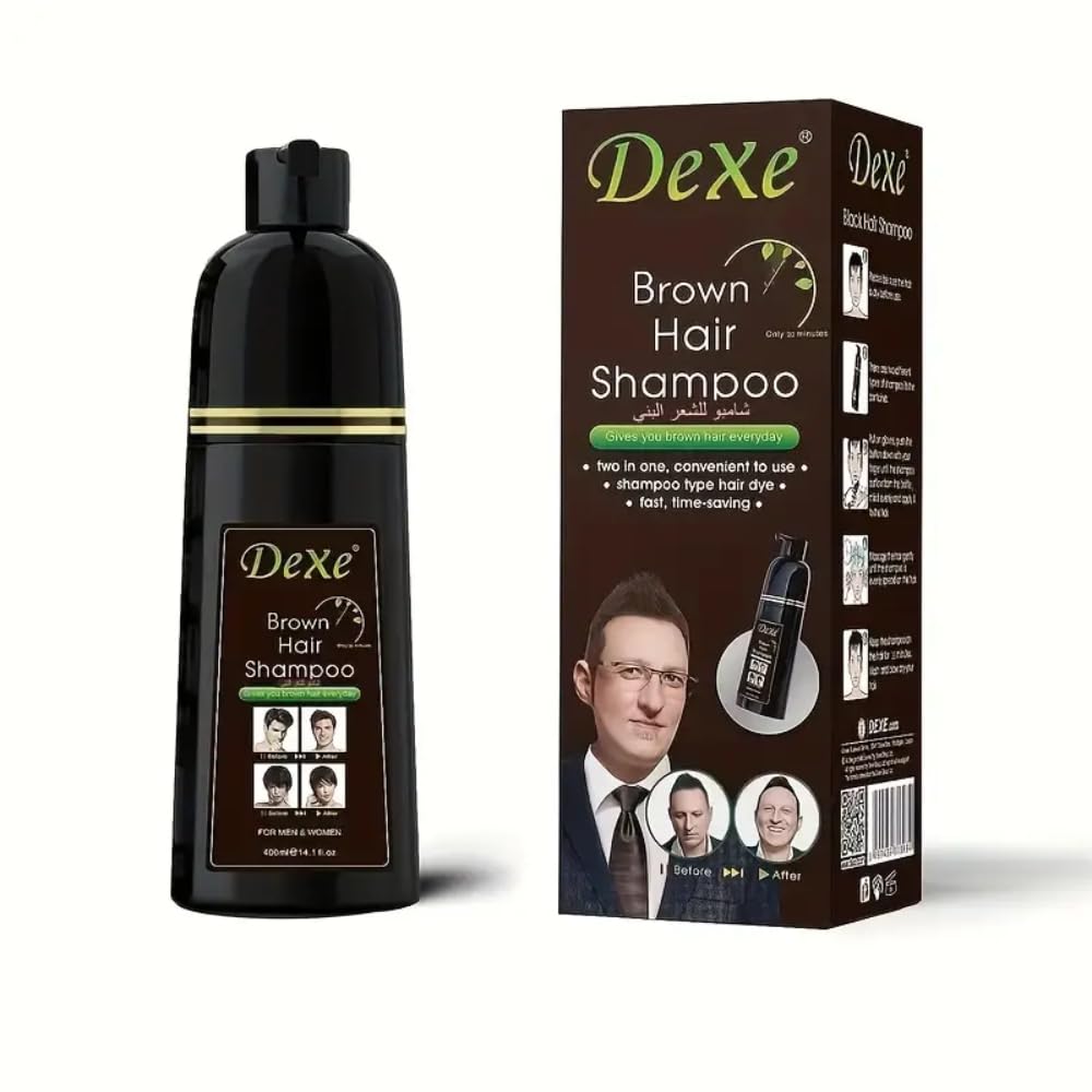 Vedora Instant Brown Hair Shampoo 400ml – Semi-Permanent Color Shampoo for Natural Hair, 100% Gray Coverage, Lasts 30 Days