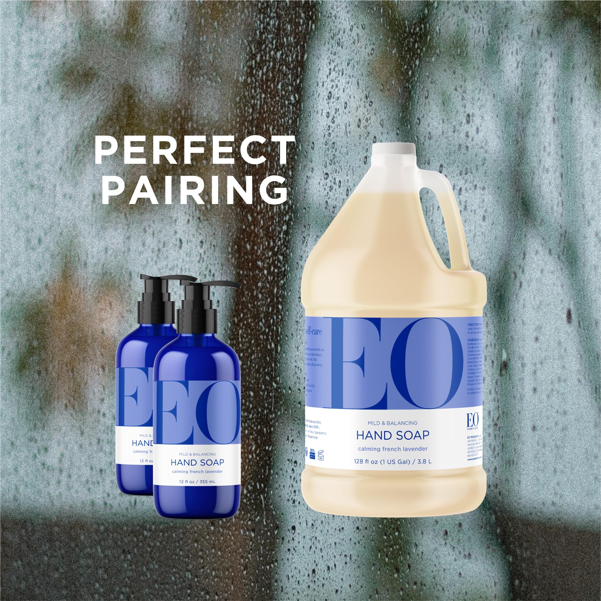 EO French Lavender Liquid Hand Soap Refill — 32 oz x 2, Organic Plant-Based Cleanser with Essential Oils