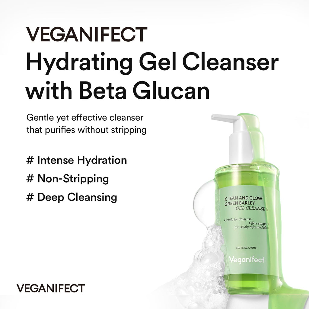 VEGANIFECT Hydrating Gel Face Wash – Gel-to-Foam Cleanser for Sensitive and Dehydrated Skin, 205ml