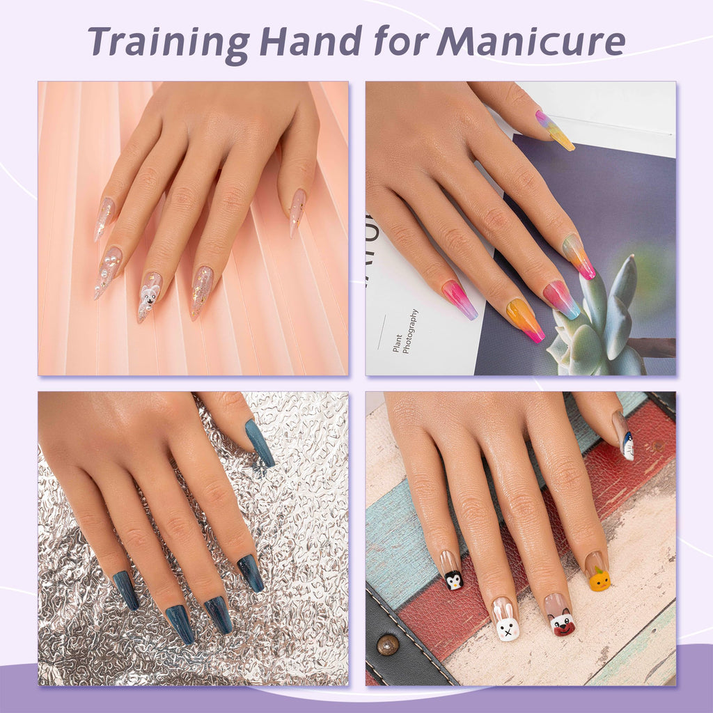 Veikmv Nail Silicone Practice Hand | Acrylic Nail Training & Nail Art Tools