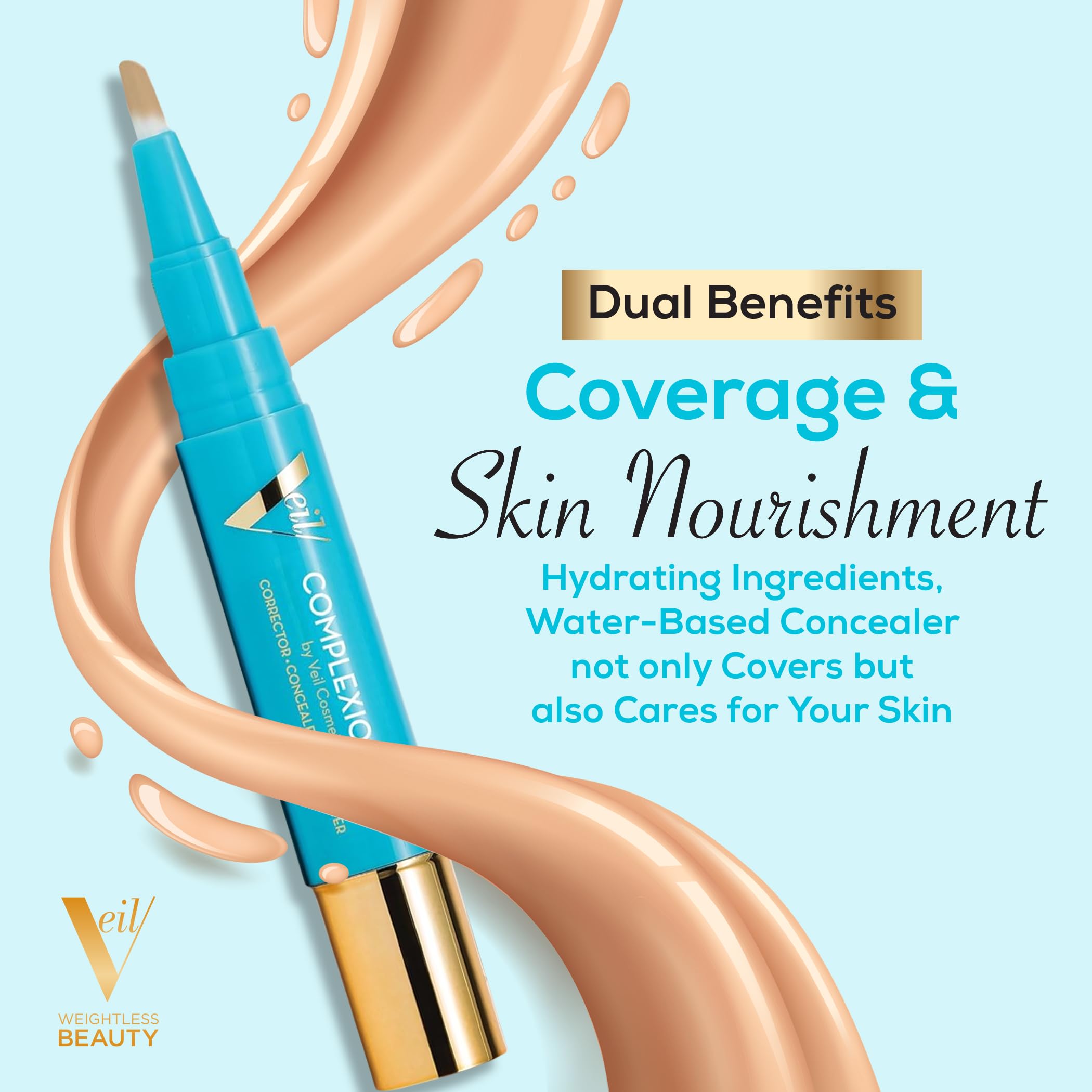 Veil Cosmetics Complexion Fix Concealer - Hydrating Liquid Concealer for Under-Eye & Dark Circles | Vegan Makeup Pen