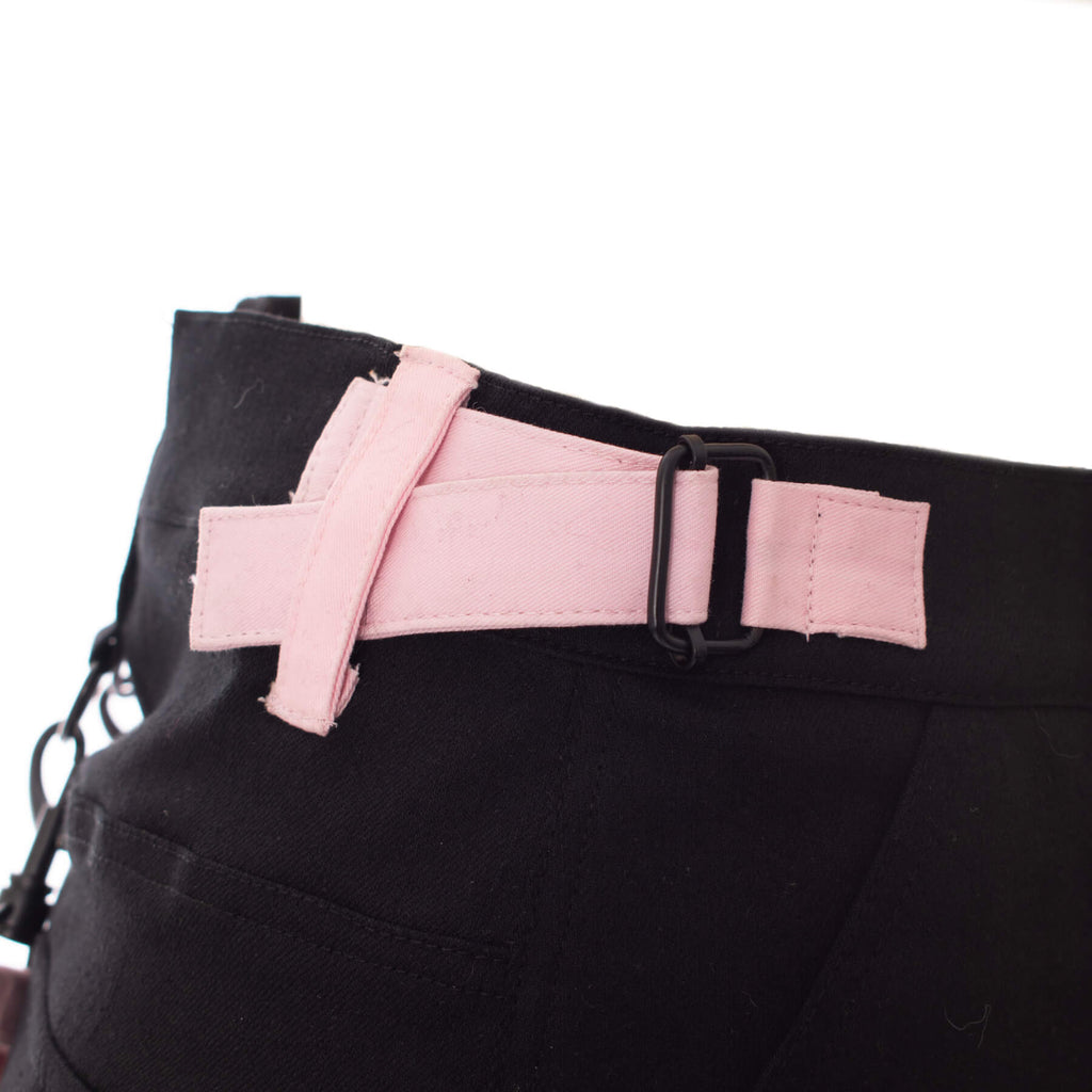 Gothic Mini Skirt Black Pink Strap Detail Chemical Black