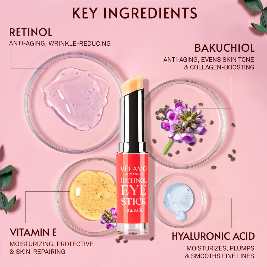 VELAMO ADVANCED Retinol Eye Stick Duo – Energizing Morning Caffeine + Night Renewal for On-the-Go Eyes