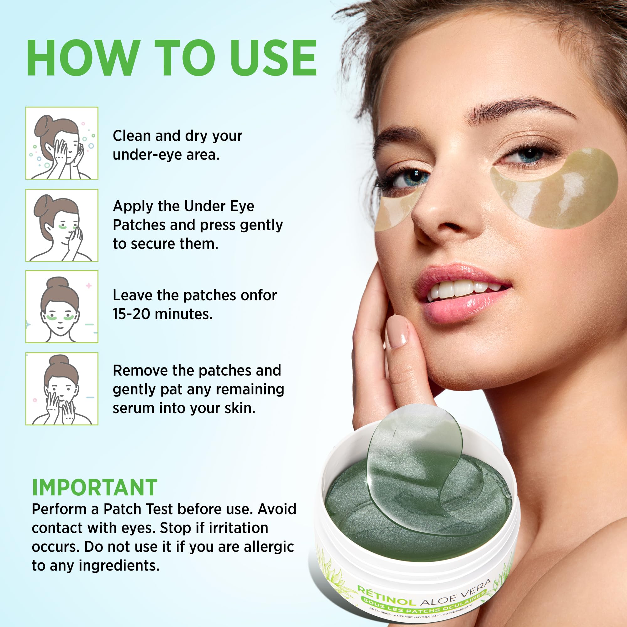 VELAMO ADVANCED Under Eye Patches – Aloe Vera, Retinol & 24k Gold for Puffiness, Dark Circles, and Wrinkles | 60 Pcs