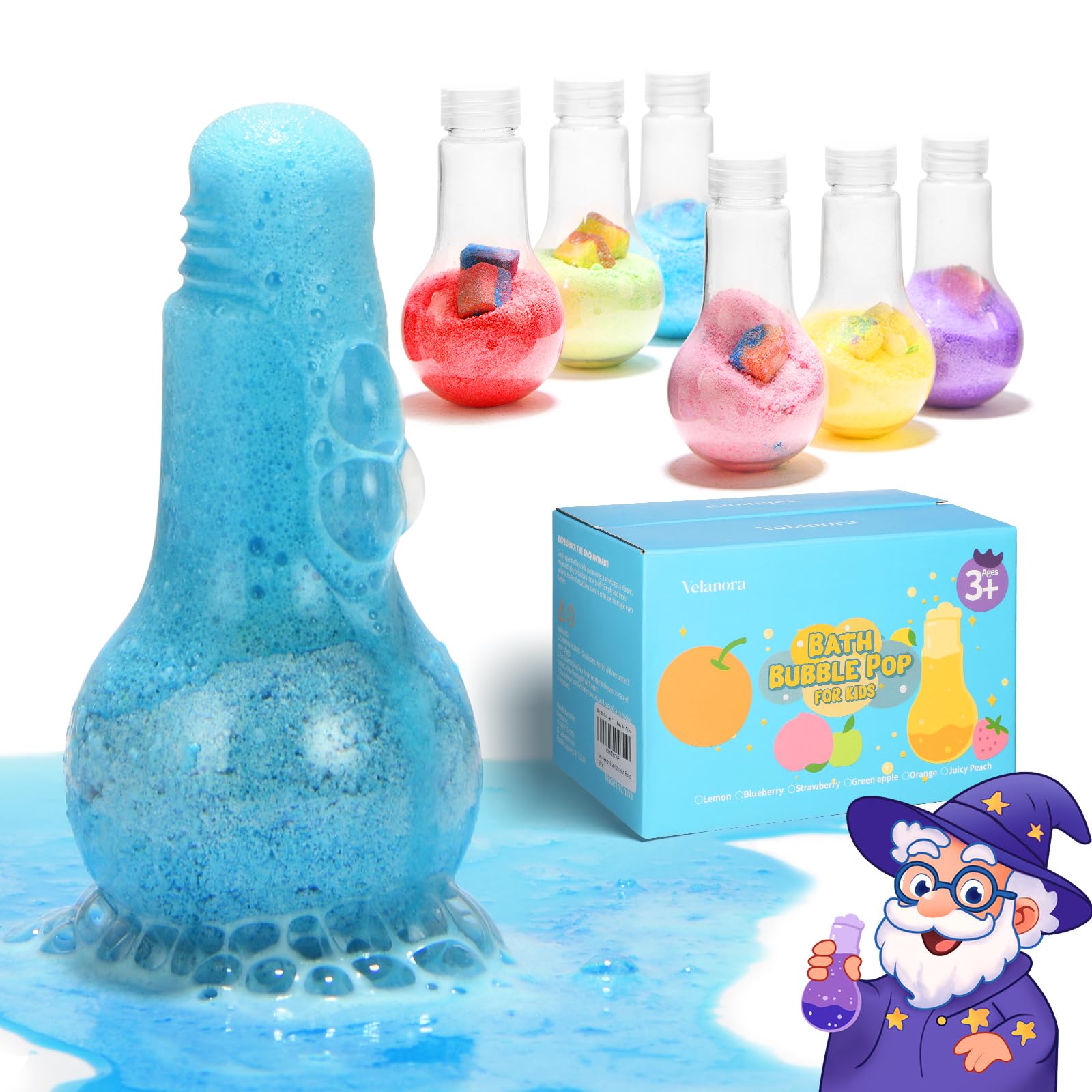 Velanora 6 Pack Bath Potions Kit for Kids - Interactive Color-Mixing Bath Bombs (Ages 3+)