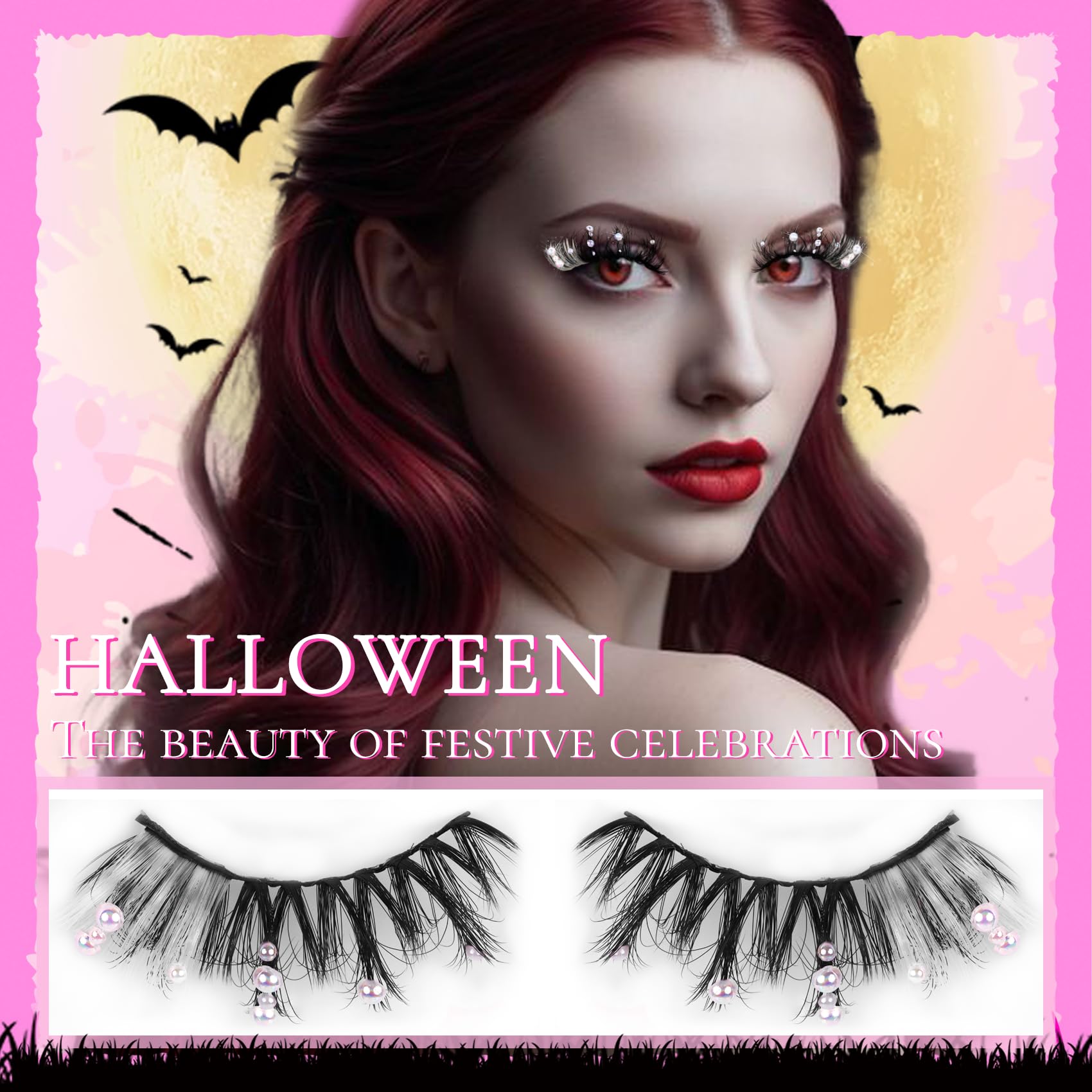 Veleasha Christmas Lashes - Pearl-Accented 20mm Wispy Cosplay Lashes Kit