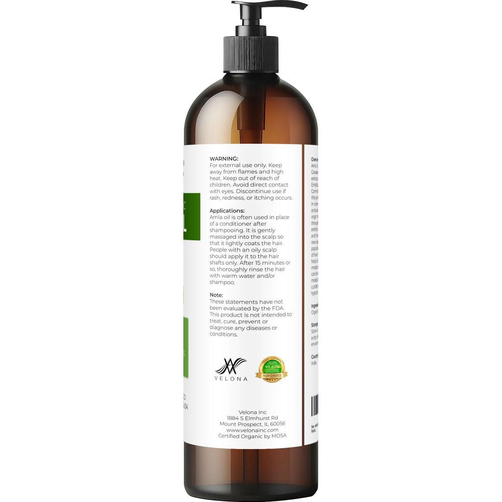 Velona Amla Oil USDA Certified Organic – 8 Fl Oz | 100% Pure, Cold-Pressed Carrier Oil