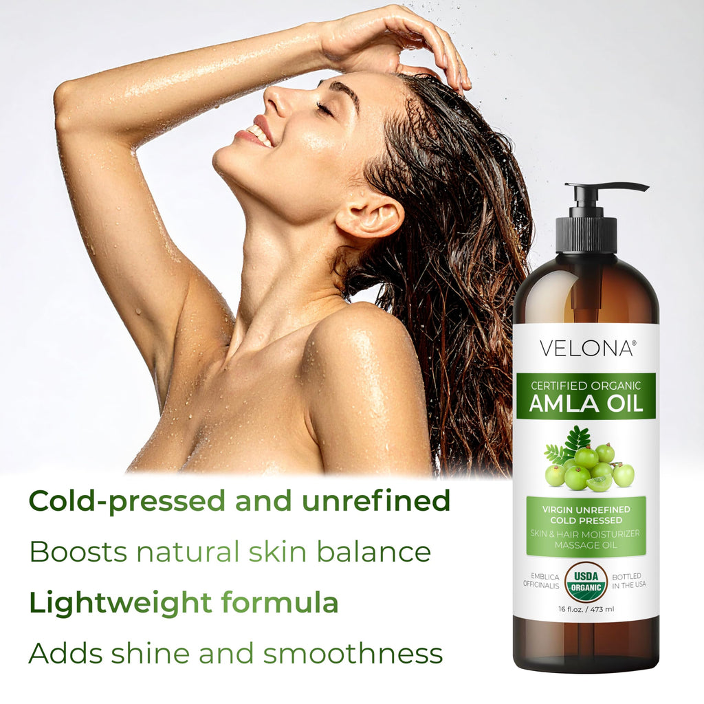 Velona Amla Oil USDA Certified Organic – 8 Fl Oz | 100% Pure, Cold-Pressed Carrier Oil